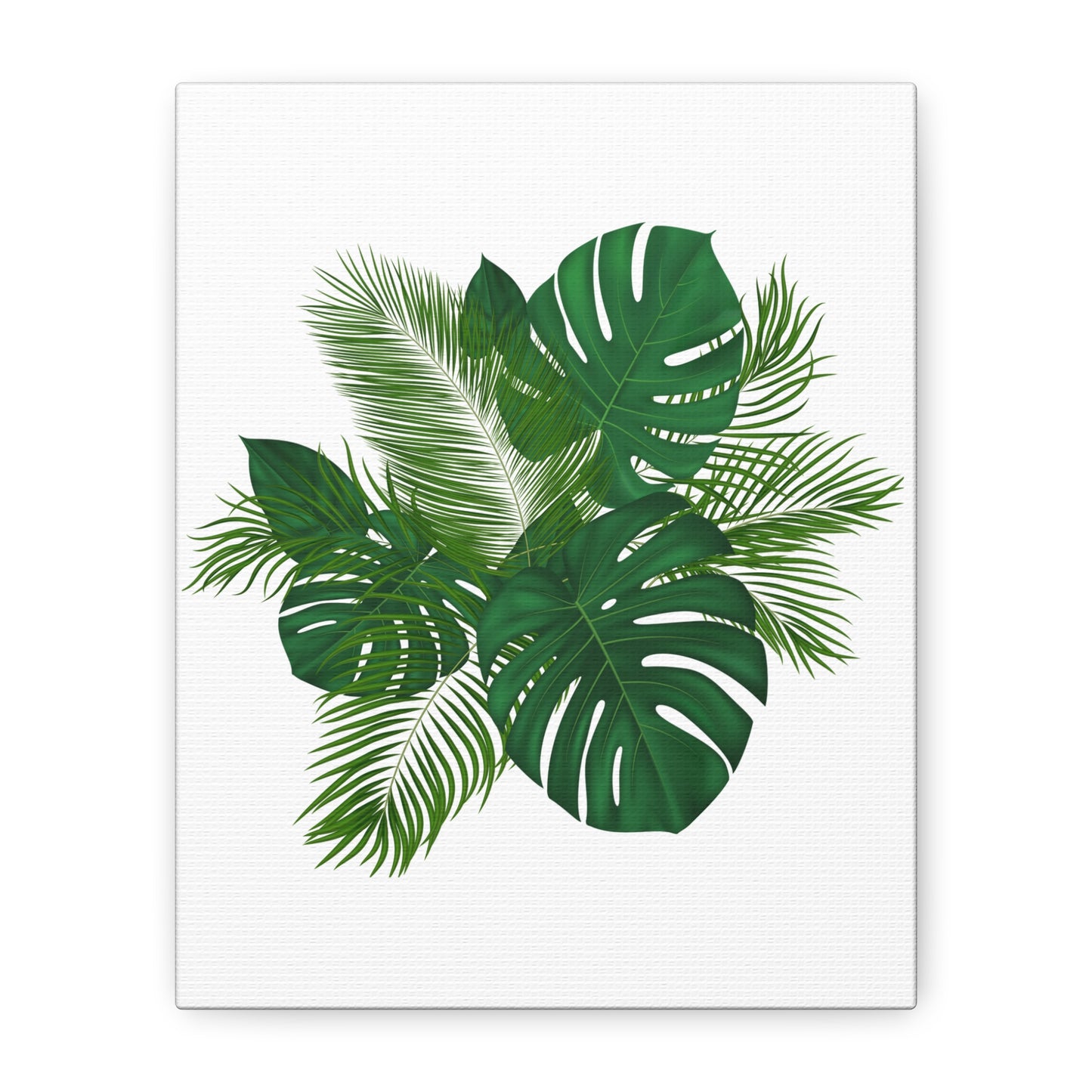 Palm Leaves White Background Matte Canvas