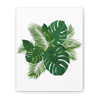 Palm Leaves White Background Matte Canvas