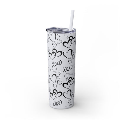 XOXO Hearts Skinny Tumbler with Straw - 20oz Love-Themed Drinkware