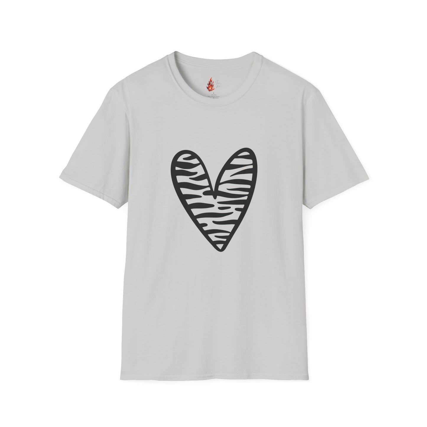 Zebra Heart Unisex Softstyle T-Shirt - Trendy Casual Wear for Animal Lovers