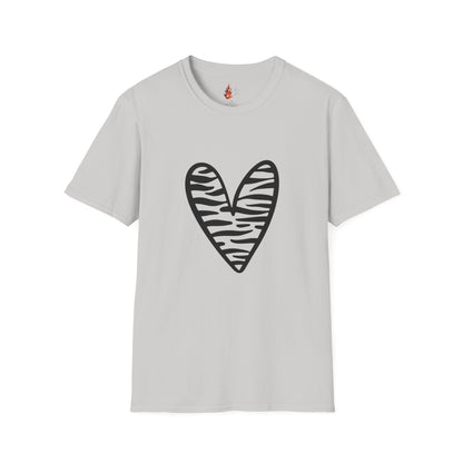 Zebra Heart Unisex Softstyle T-Shirt - Trendy Casual Wear for Animal Lovers