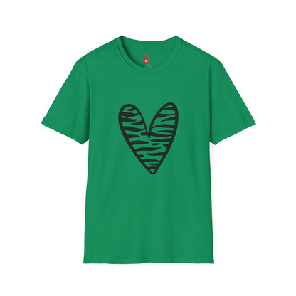 Zebra Heart Unisex Softstyle T-Shirt - Trendy Casual Wear for Animal Lovers