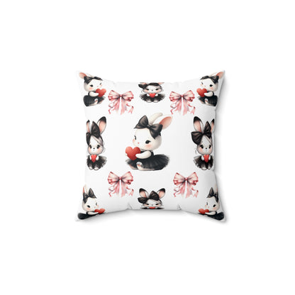 Adorable Bunny Love Square Pillow - Cute Rabbit Design for Kids' Rooms & Cozy Decor
