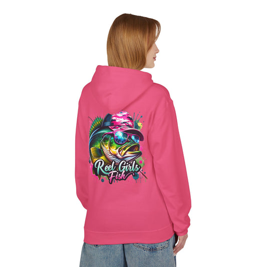 "Reel Girls Fish" Hoodie -  Midweight Fleece for Fishing Enthusiasts