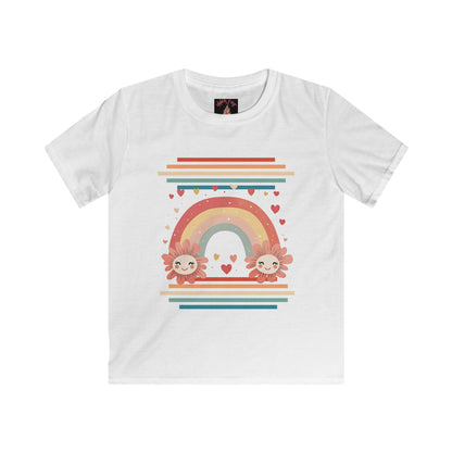 Kids Rainbow Floral Tee - Softstyle T-Shirt with Cute Flower Design