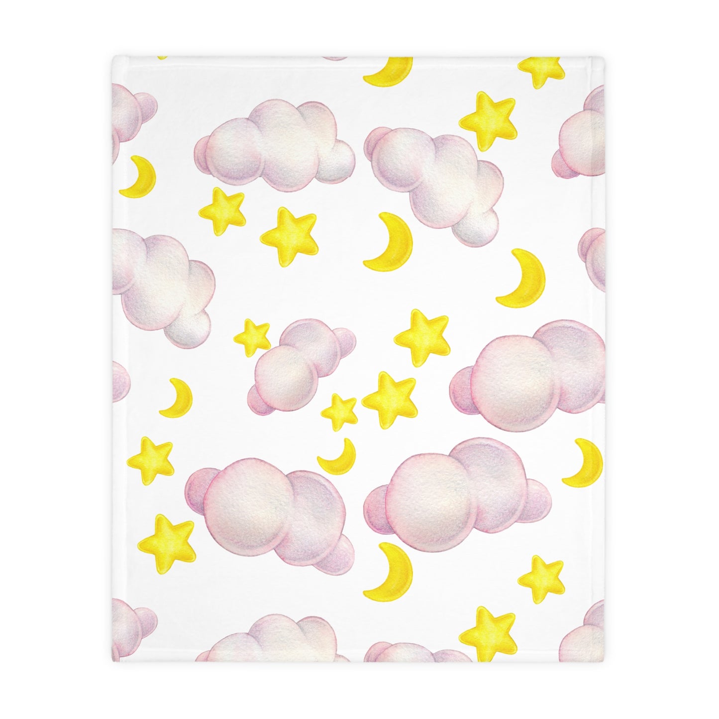 Cozy Celestial Microfiber Blanket - Two-Sided Cloud & Star Print