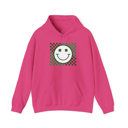 St. Patrick's Day Green Checker Smiley Hoodie