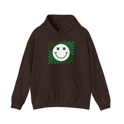 St. Patrick's Day Green Checker Smiley Hoodie