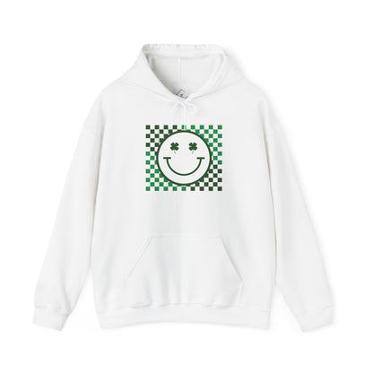 St. Patrick's Day Green Checker Smiley Hoodie