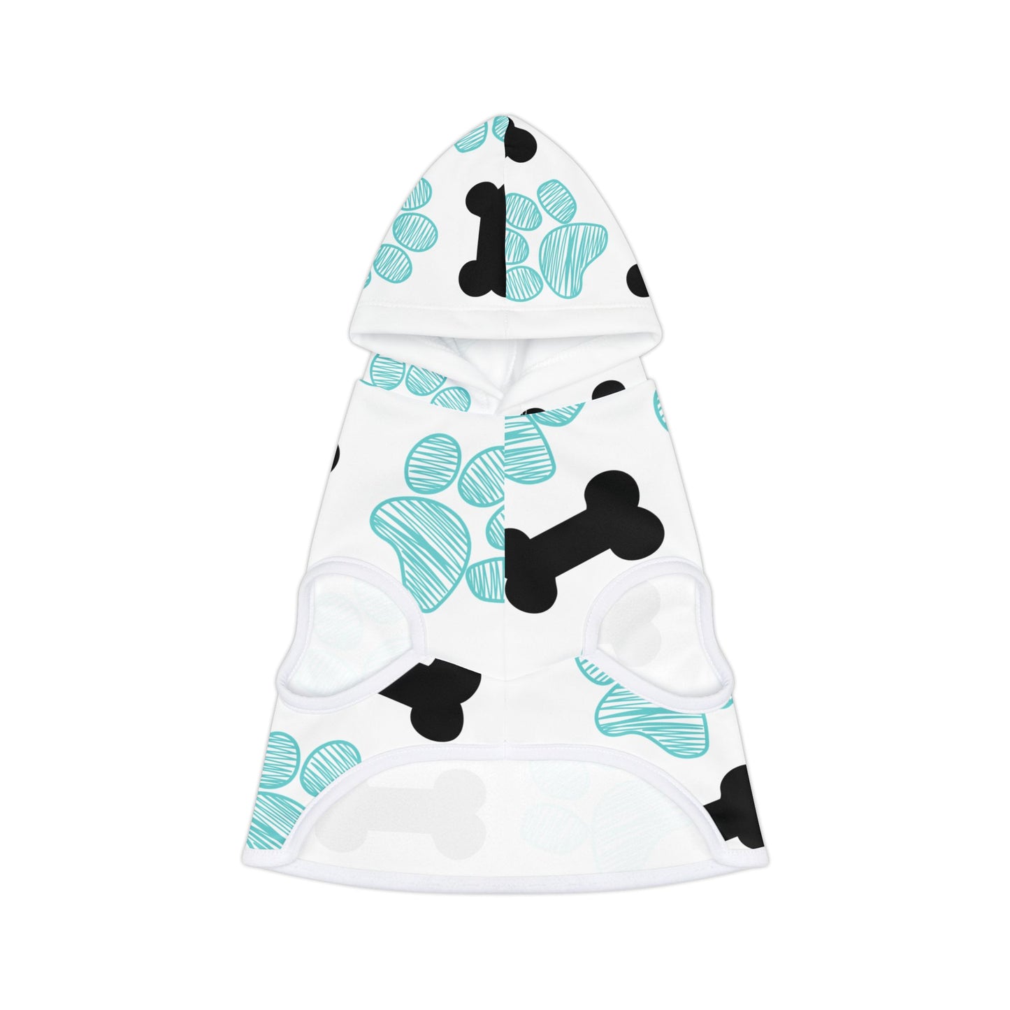 Stylish Pet Hoodie with Bone and Paw Print Design