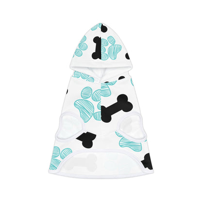 Stylish Pet Hoodie with Bone and Paw Print Design