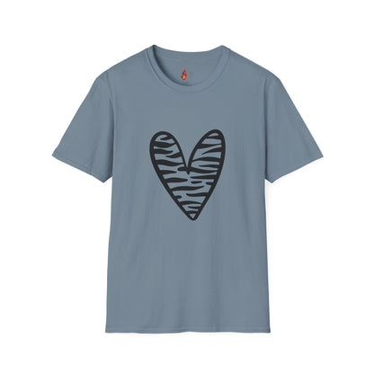 Zebra Heart Unisex Softstyle T-Shirt - Trendy Casual Wear for Animal Lovers