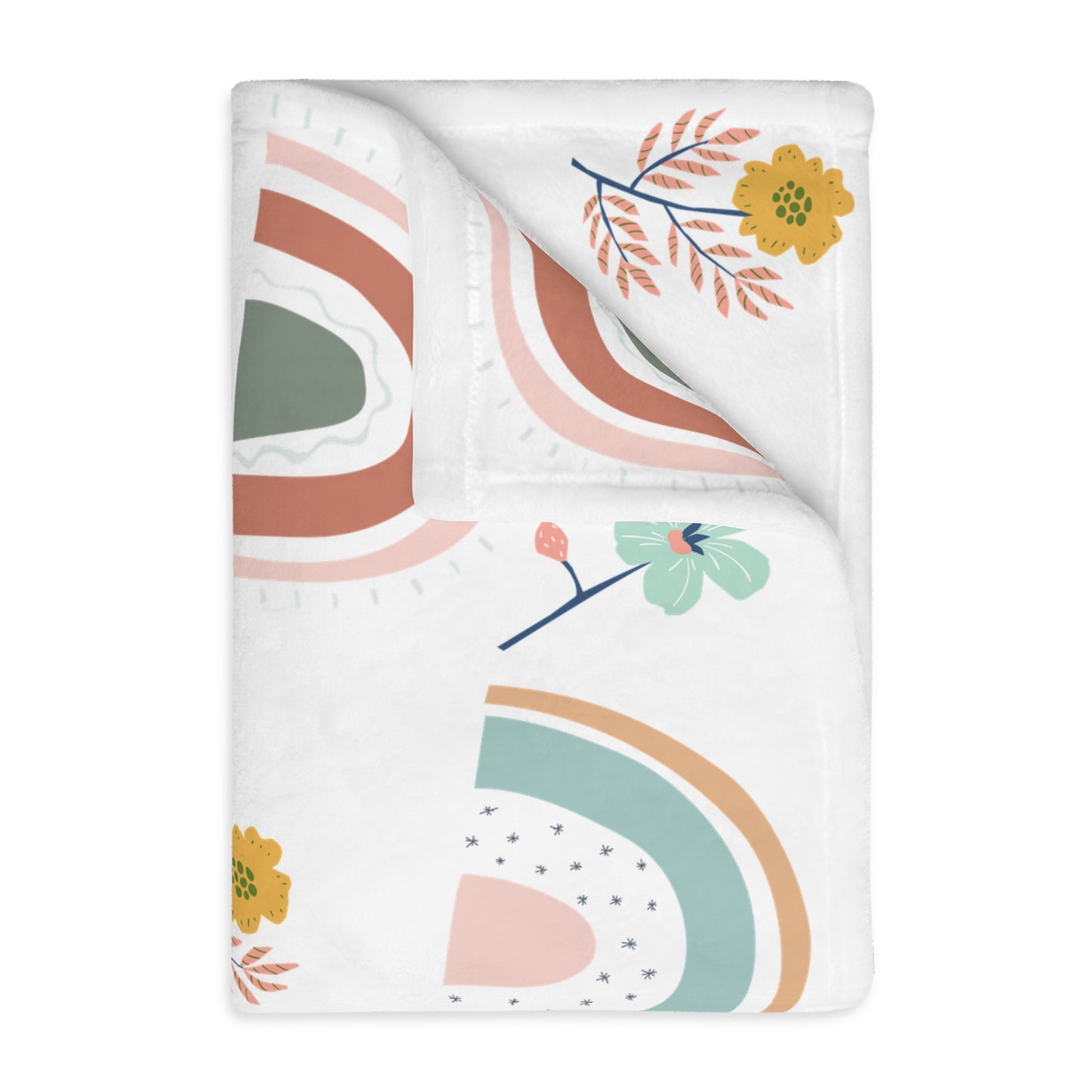 Colorful Rainbow Floral Velveteen Blanket - Cozy Two-Sided Print for All Seasons