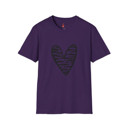 Zebra Heart Unisex Softstyle T-Shirt - Trendy Casual Wear for Animal Lovers