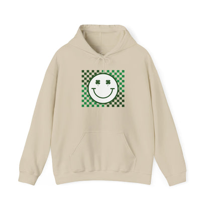 St. Patrick's Day Green Checker Smiley Hoodie