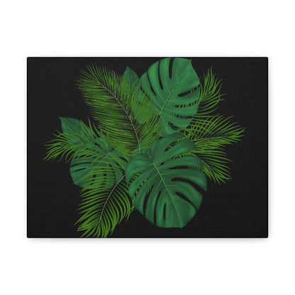 Canvas Art Palm Leaves with a black background