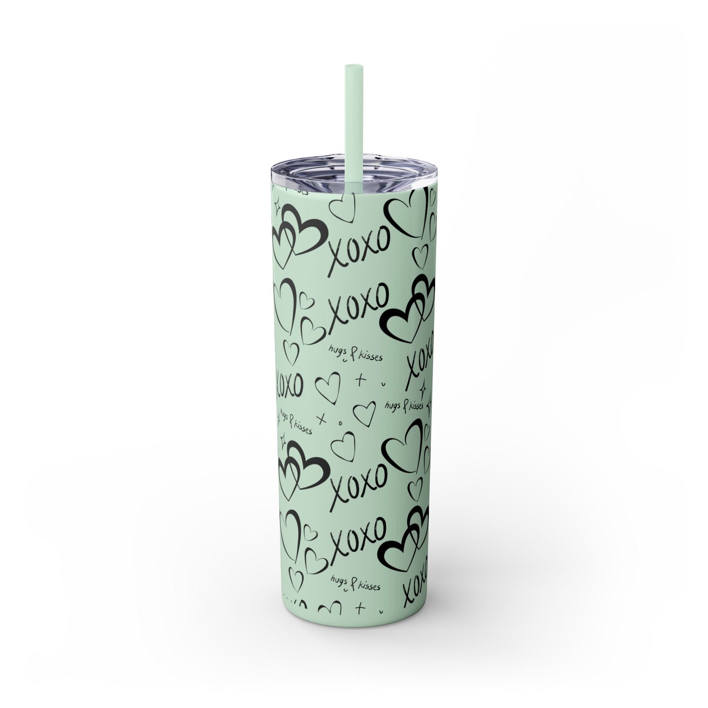 XOXO Hearts Skinny Tumbler with Straw - 20oz Love-Themed Drinkware