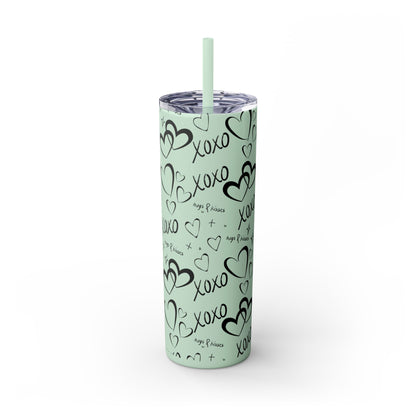 XOXO Hearts Skinny Tumbler with Straw - 20oz Love-Themed Drinkware
