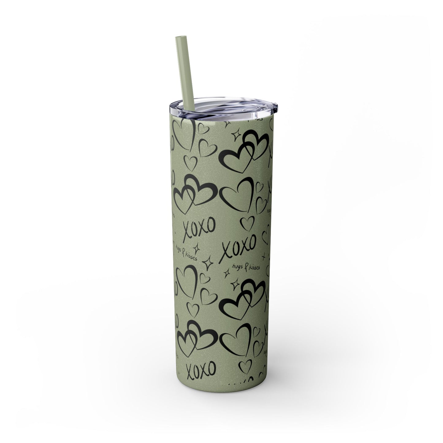 XOXO Hearts Skinny Tumbler with Straw - 20oz Love-Themed Drinkware