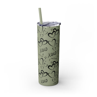 XOXO Hearts Skinny Tumbler with Straw - 20oz Love-Themed Drinkware