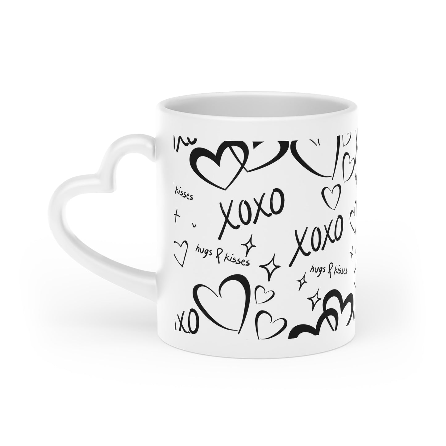 Heart-Shaped Mug with Hugs & Kisses - Perfect Gift for Love and Friendship