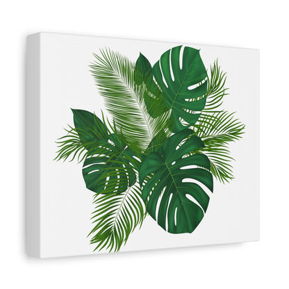 Palm Leaves White Background Matte Canvas