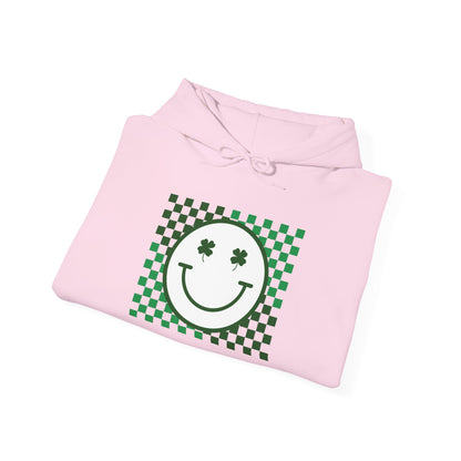 St. Patrick's Day Green Checker Smiley Hoodie