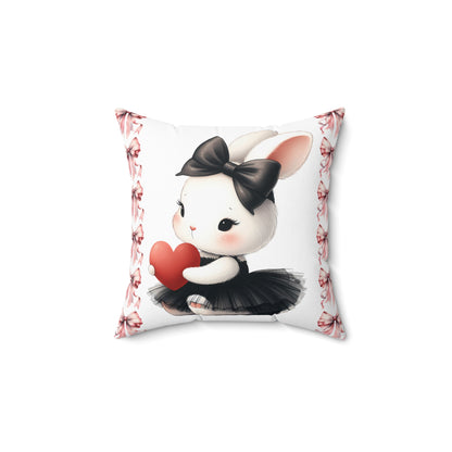 Cute Bunny Love Square Pillow - Adorable Home Decor for Kids & Spring Celebrations