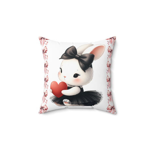 Cute Bunny Love Square Pillow - Adorable Home Decor for Kids & Spring Celebrations