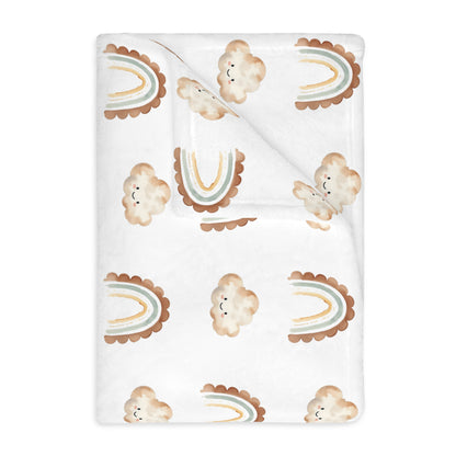 Cozy Rainbow Velveteen Microfiber Blanket - Soft, Two-Sided Design for Kids & Adults