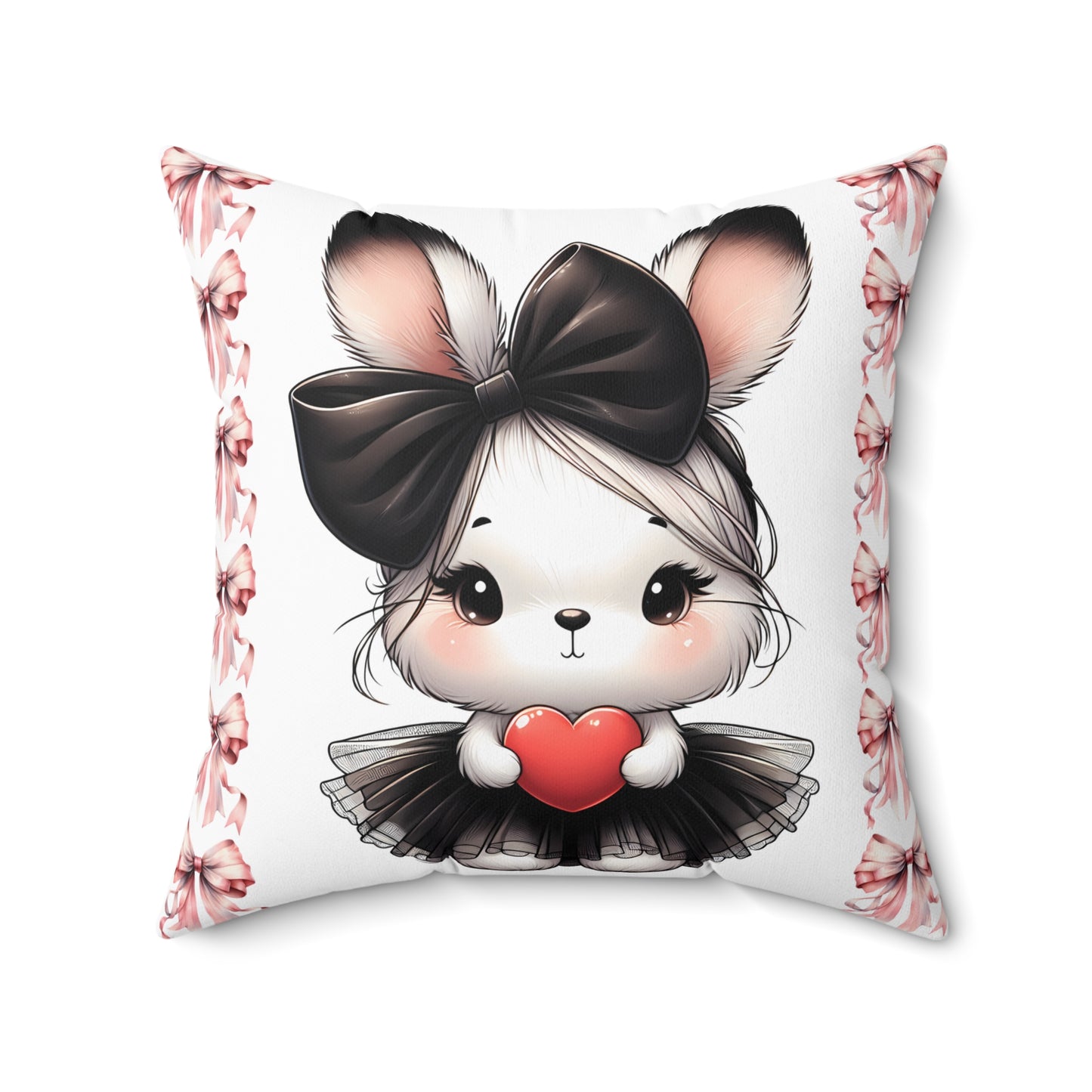 Adorable Bunny Love Square Pillow - Cute Rabbit Design for Kids' Rooms & Cozy Decor