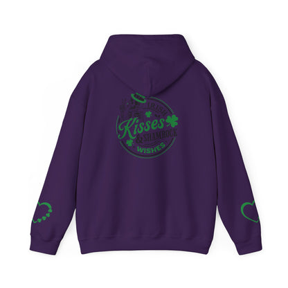 St. Patrick's Day Love Hoodie - Irish Kisses & Shamrock Wishes Sweatshirt
