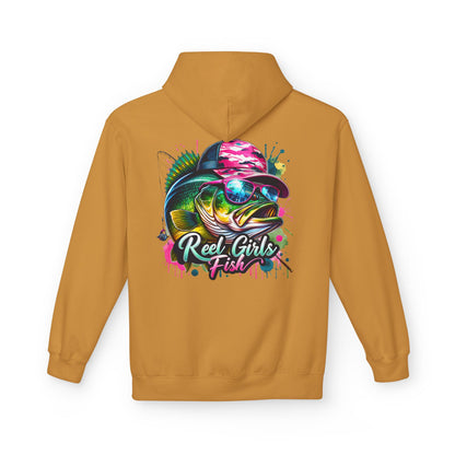 "Reel Girls Fish" Hoodie -  Midweight Fleece for Fishing Enthusiasts