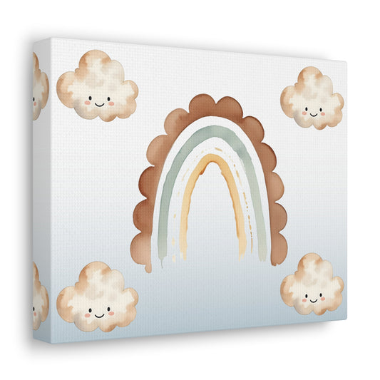 Cheerful Rainbow & Clouds Canvas Gallery Wraps | Whimsical Art for Kids' Rooms