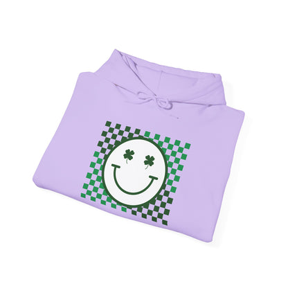 St. Patrick's Day Green Checker Smiley Hoodie