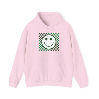 St. Patrick's Day Green Checker Smiley Hoodie