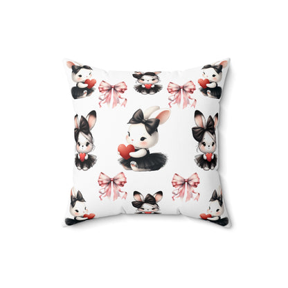 Adorable Bunny Love Square Pillow - Cute Rabbit Design for Kids' Rooms & Cozy Decor