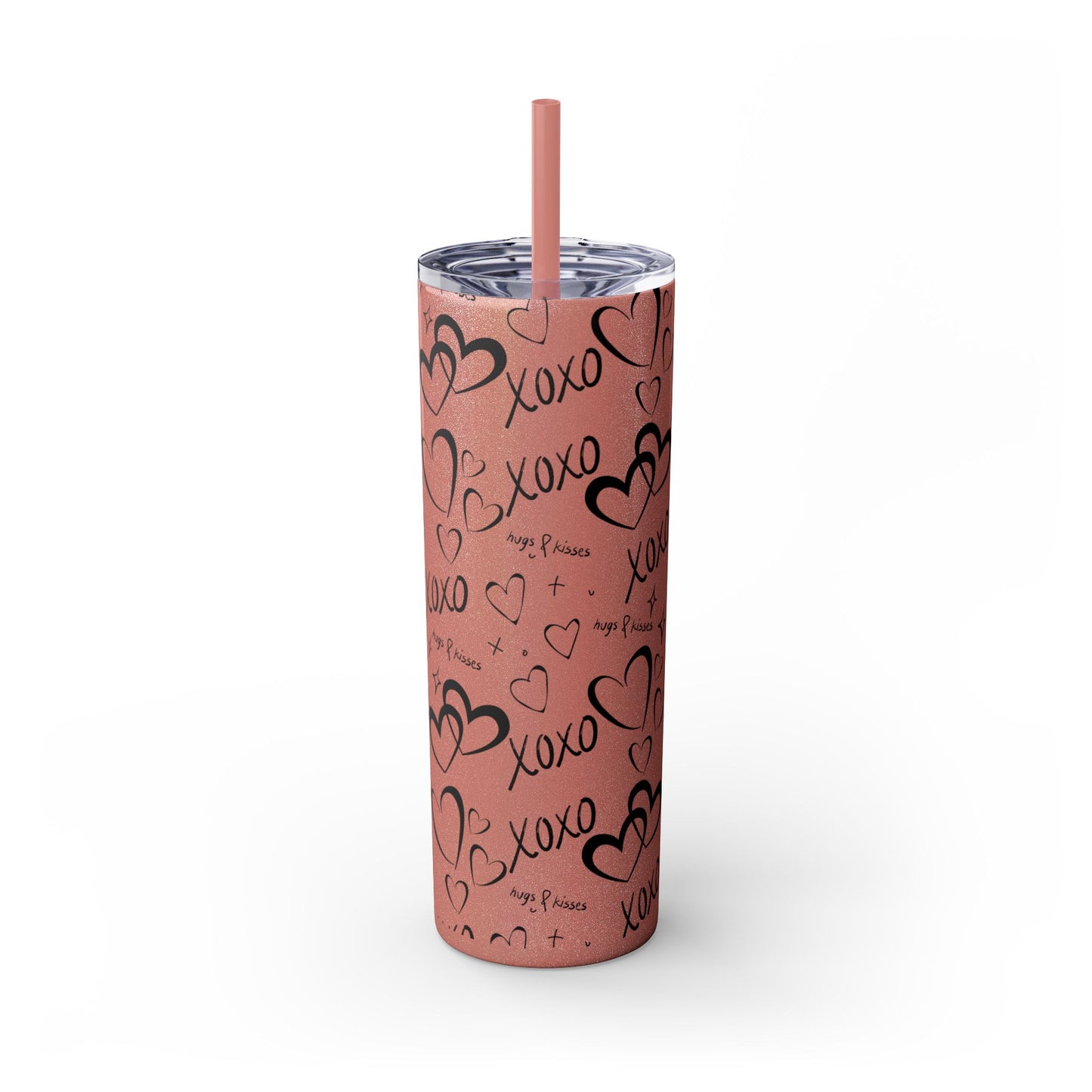 XOXO Hearts Skinny Tumbler with Straw - 20oz Love-Themed Drinkware