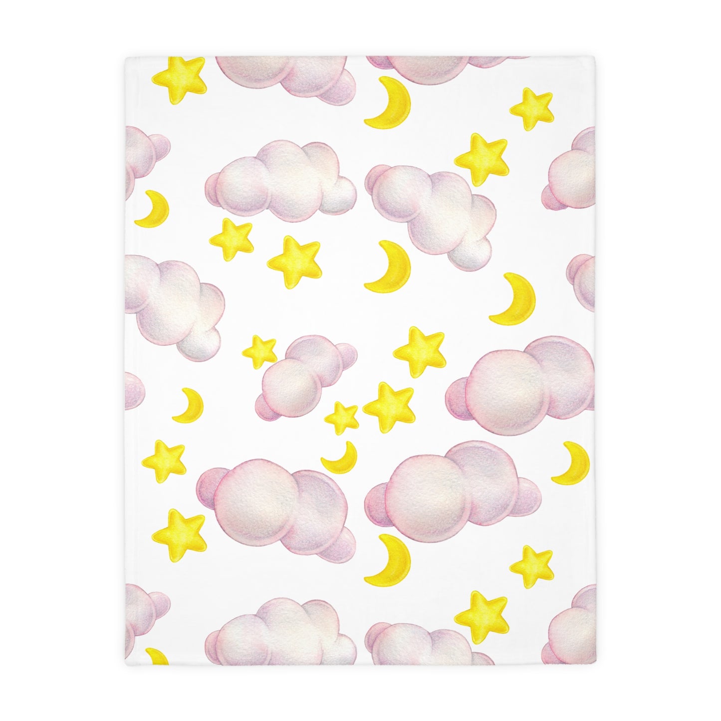 Cozy Celestial Microfiber Blanket - Two-Sided Cloud & Star Print