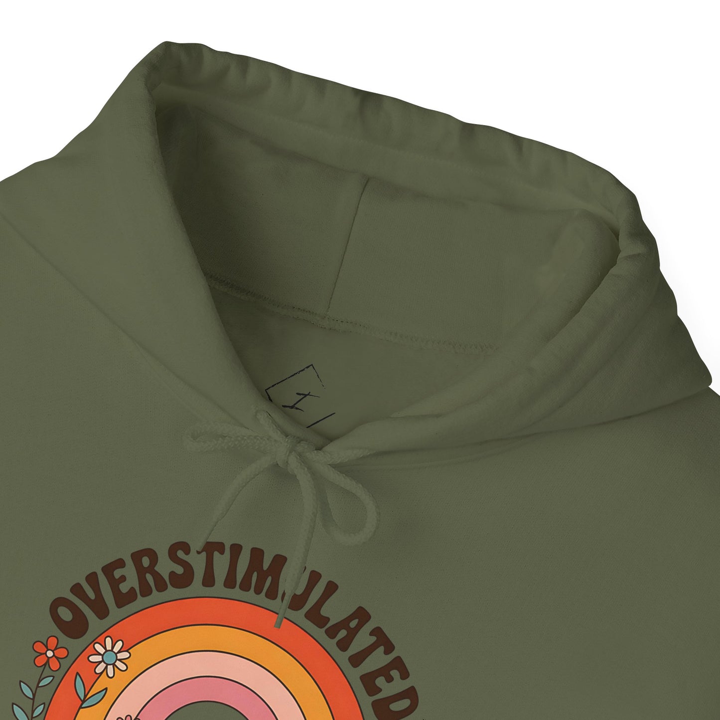 Overstimulated Mom Club Hoodie — Retro Rainbow Mom Sweatshirt