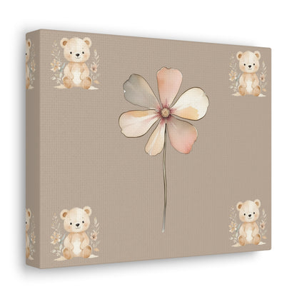 Whimsical Floral Bear Canvas Gallery Wraps - Cute Nursery Wall Art for Baby Rooms