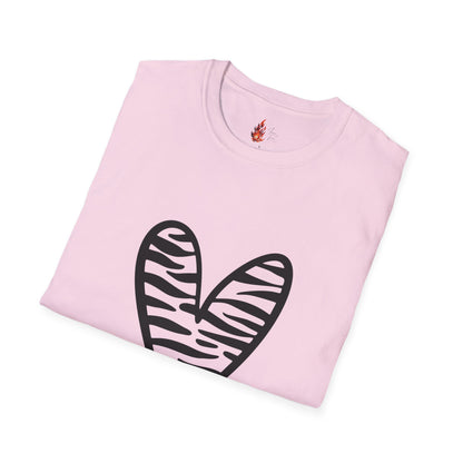 Zebra Heart Unisex Softstyle T-Shirt - Trendy Casual Wear for Animal Lovers