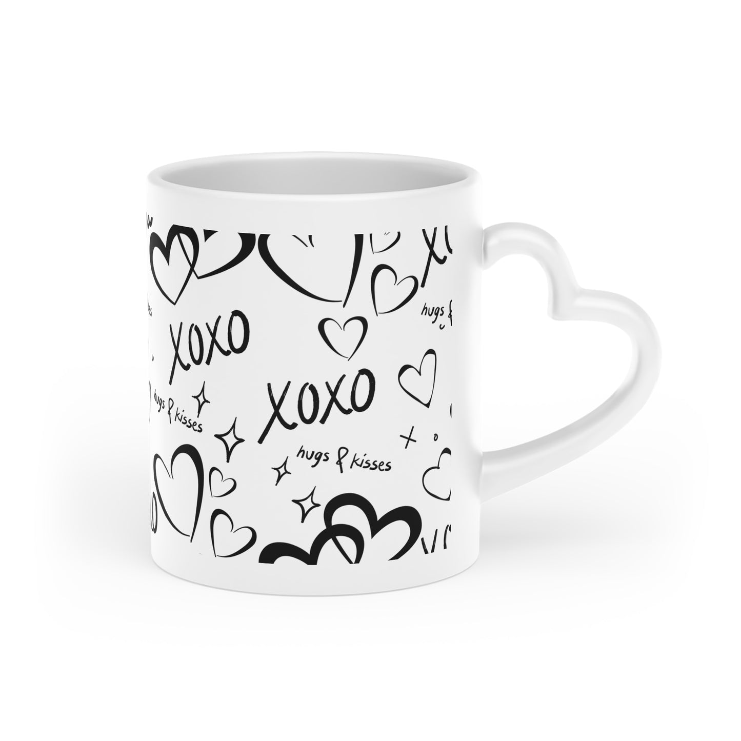 Heart-Shaped Mug with Hugs & Kisses - Perfect Gift for Love and Friendship