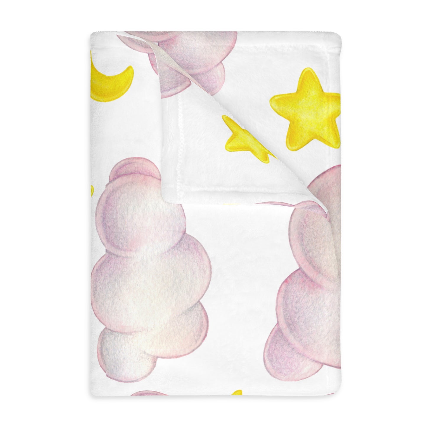 Cozy Celestial Microfiber Blanket - Two-Sided Cloud & Star Print