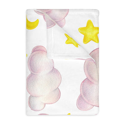 Cozy Celestial Microfiber Blanket - Two-Sided Cloud & Star Print