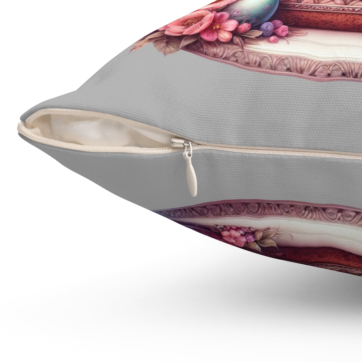 Easter Floral Cake Pillow - Vibrant Spun Polyester Decorative Cushion
