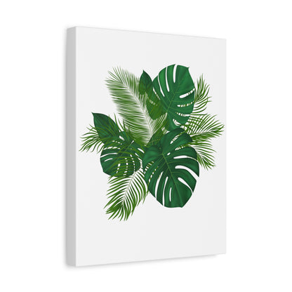 Palm Leaves White Background Matte Canvas