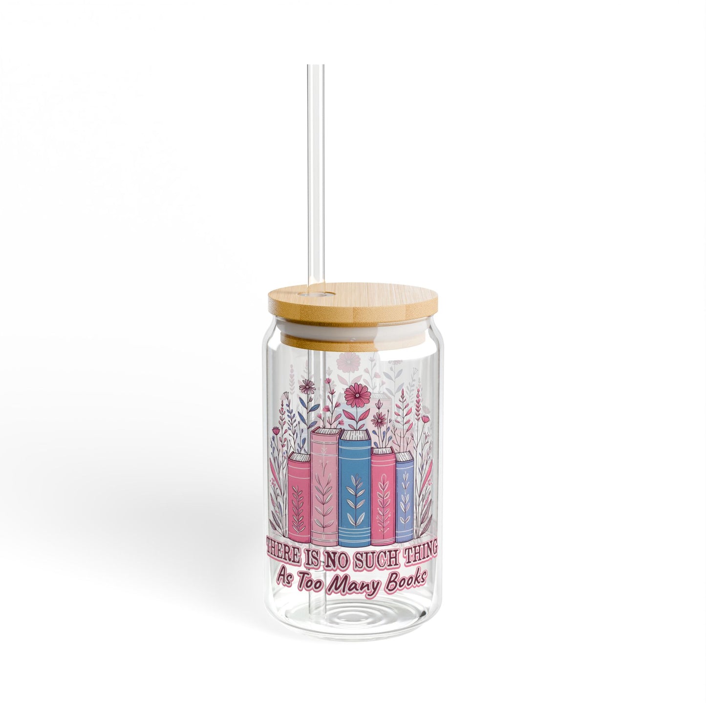 Book Lover Sipper Glass 16oz Drinkware for Readers, Eco-Friendly Straw, Perfect for Bookworms