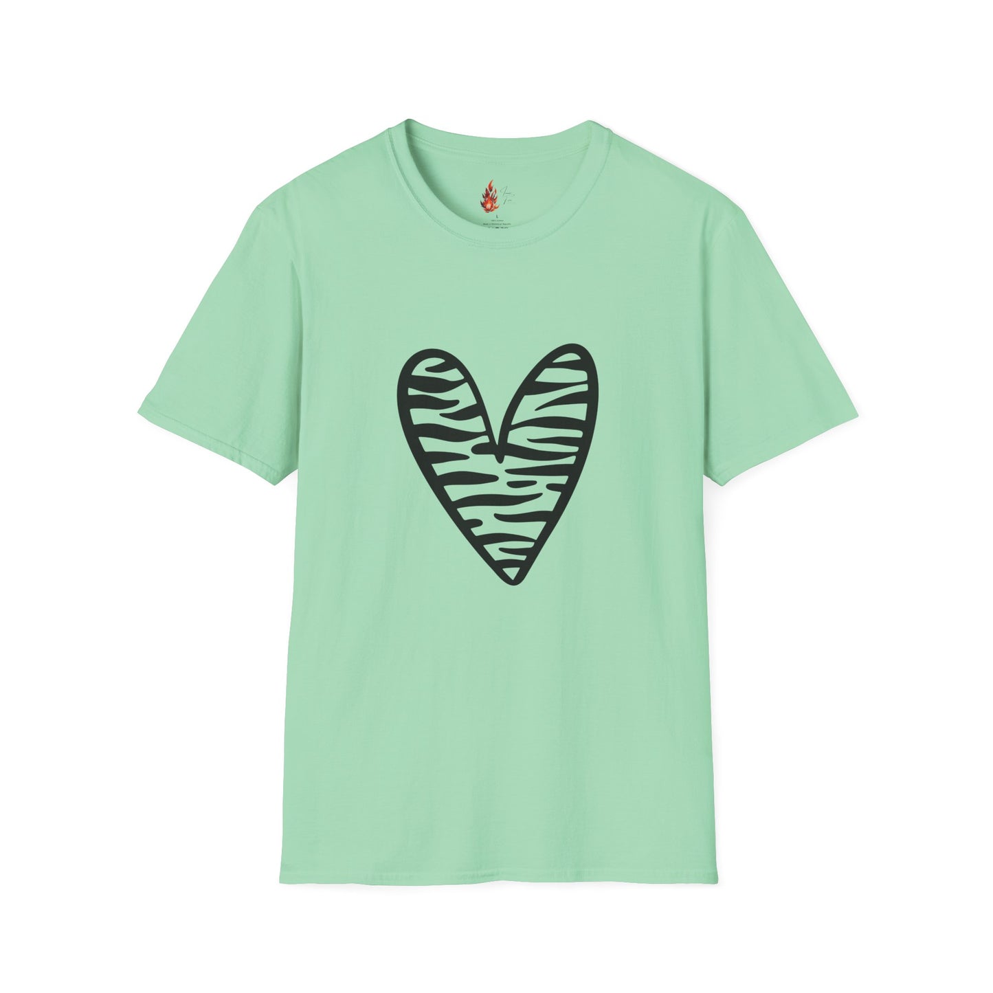 Zebra Heart Unisex Softstyle T-Shirt - Trendy Casual Wear for Animal Lovers