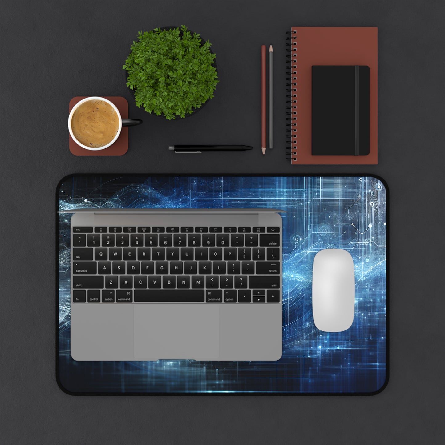 Futuristic Tech Desk Mat - Stylish Gaming & Office Mat for Home or Work